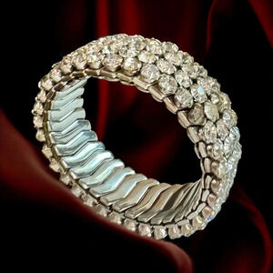 Vintage AirFlex Silver Tone Clear Crystal Rhinestone Bracelet